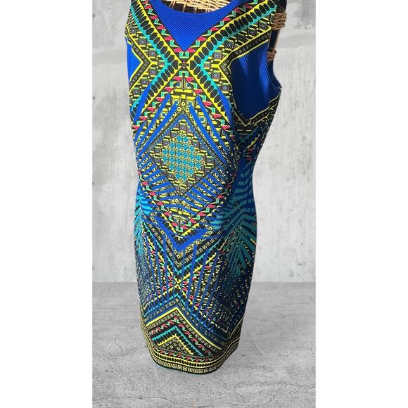 Peter Nygard Geometric Pattern Sleeveless Sheath Dress Multi Color Sz10 - Picture 2 of 7